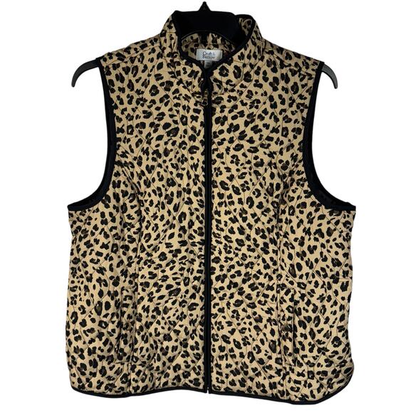 Croft & Barrow XX-Large Full-Zip Quilted Vest Jacket Leopard Print Pockets Lined - Picture 1 of 8
